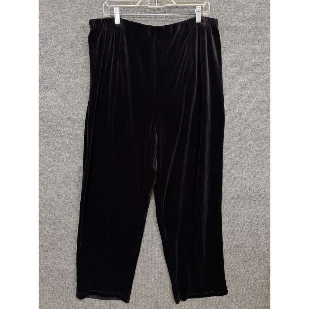 Coldwater Creek Plus Size 2X Pull On Pants Black Velour High Waisted Stretch